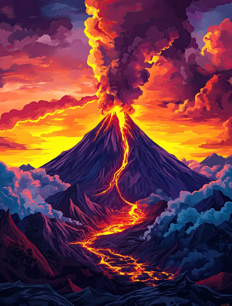 Gratis Foto digitale kunst vulkanische illustratie