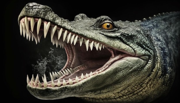 Dinosaurus brullend met open mond woeste en hongerige generatieve AI