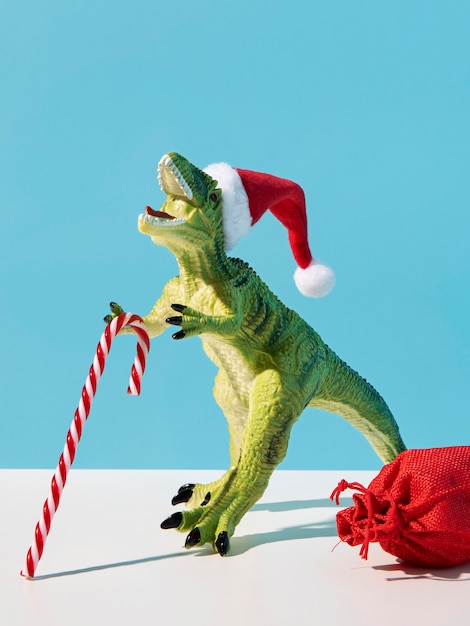 Dinosaurus speelgoed met kerstsnoep