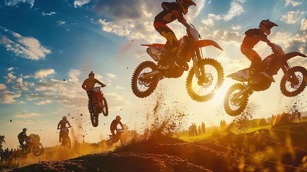 Gratis foto dirt bike rider with his motorcycle racing in circuits for adventure