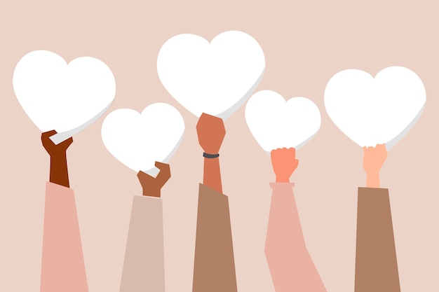 Gratis foto diverse handen die harten opheffen ondersteunen blm-campagne social media post