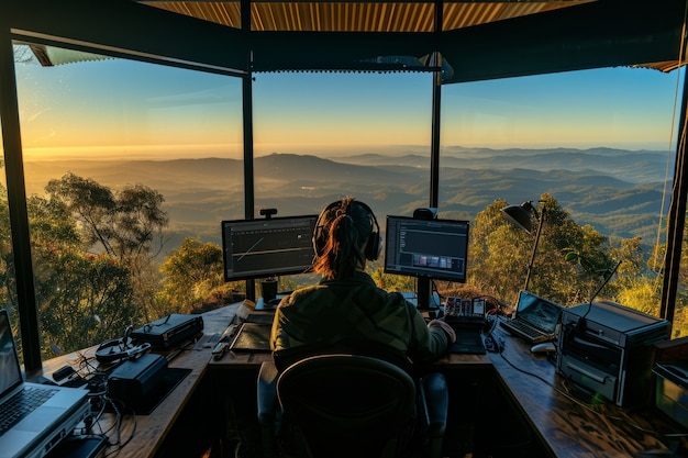 Gratis foto diverse jonge mensen die digitale nomaden zijn en op afstand werken vanuit dromerige locaties