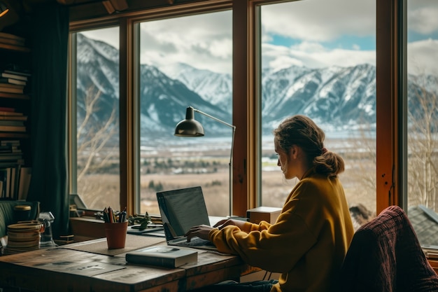 Gratis foto diverse jonge mensen die digitale nomaden zijn en op afstand werken vanuit dromerige locaties