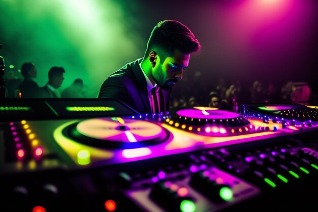 DJ speelt muziek in een club