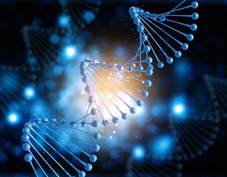 Gratis Foto dna figuur op een wazige achtergrond