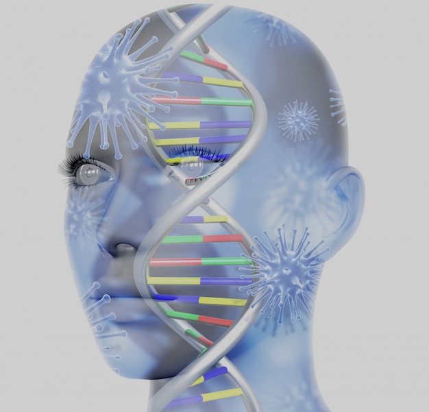 DNA-helix in menselijk hoofd