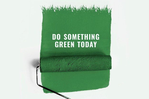 Doe vandaag iets groens banner met verfroller achtergrond