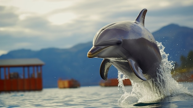 Gratis foto dolfijn springt uit het water