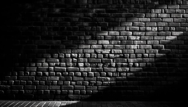 Donkere bakstenen muur ruw getextureerd ontwerp oude architectuur gegenereerd door AI