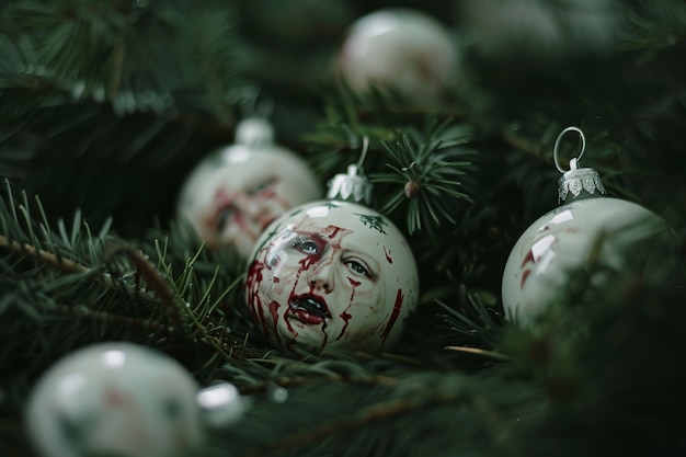 Gratis foto donkere stijl kerstviering scène met horror setting