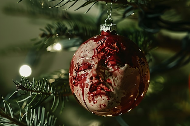 Gratis foto donkere stijl kerstviering scène met horror setting