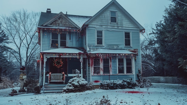 Gratis foto donkere stijl kerstviering scène met horror setting