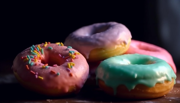 Gratis foto donutstapel een zoete verleiding gegenereerd door ai