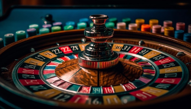 Gratis foto draaiend roulettewiel brengt kans op rijkdom en verslavingsrisico gegenereerd door ai