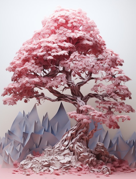 Gratis foto drie-dimensionale boom met bladeren