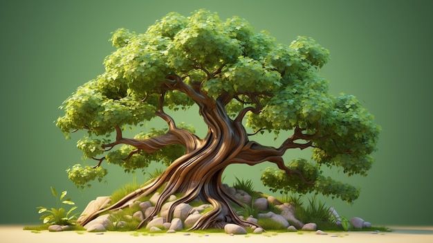 Drie-dimensionale boom met bladeren