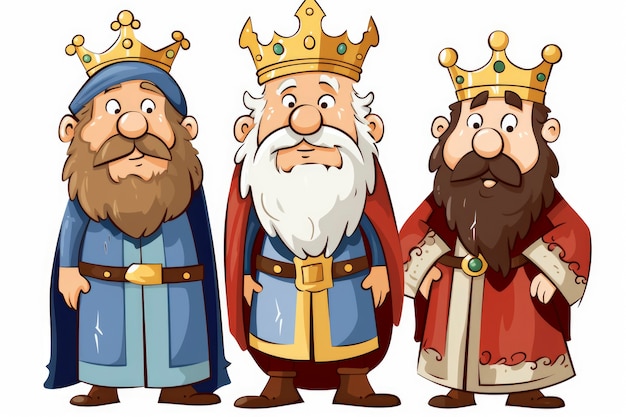 Drie koningen met kronen.
