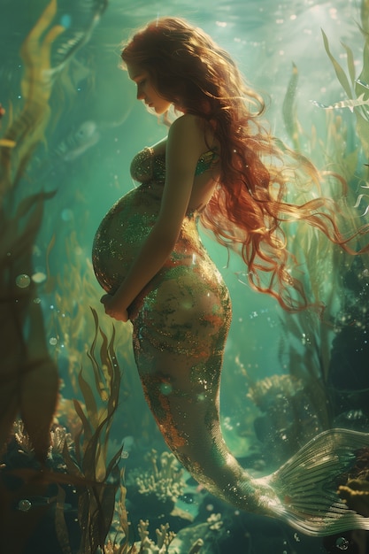 Gratis foto dromerige zeemeermin onder water