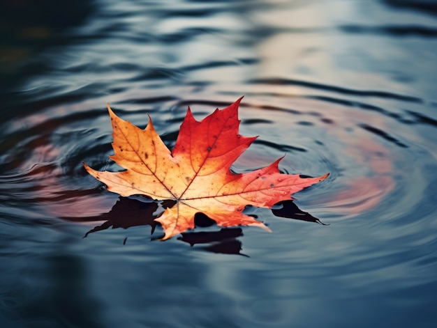Gratis foto droog herfstblad drijvend op het water