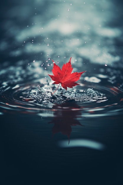 Droog herfstblad op water