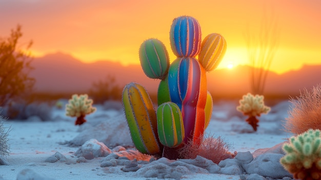 Gratis foto droomachtige 3d-weergave van een magische cactus.