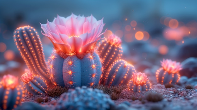 Gratis foto droomachtige 3d-weergave van een magische cactus.