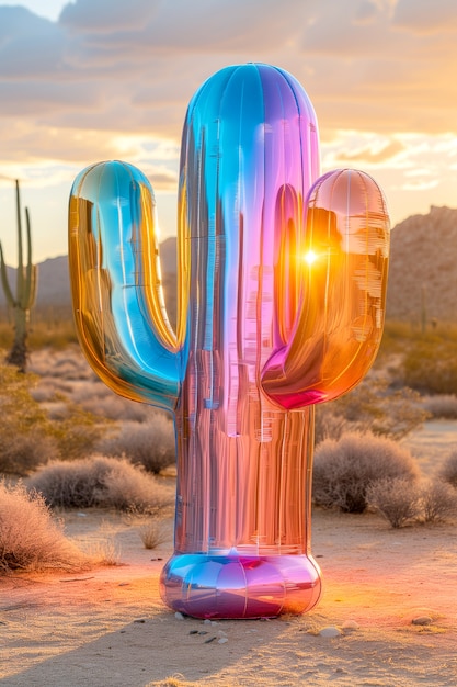 Gratis foto droomachtige 3d-weergave van een magische cactus.