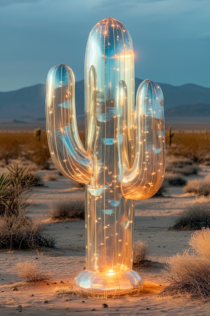 Droomachtige 3D-weergave van een magische cactus.