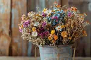 Gratis foto droomachtige arrangement met decoratieve gedroogde bloemen