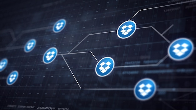 Dropbox Icon Line Icon Verbinding van het circuit board