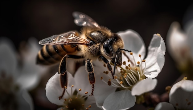 Drukke bij die stuifmeel verzamelt van gele bloem gegenereerd door AI