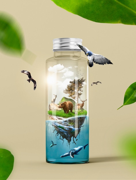 Eco-boodschap in een flesconcept