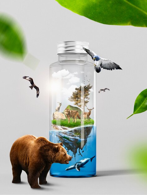 Eco-boodschap in een flesconcept