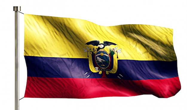 Ecuador Nationale Vlag Geïsoleerde 3D Witte Achtergrond