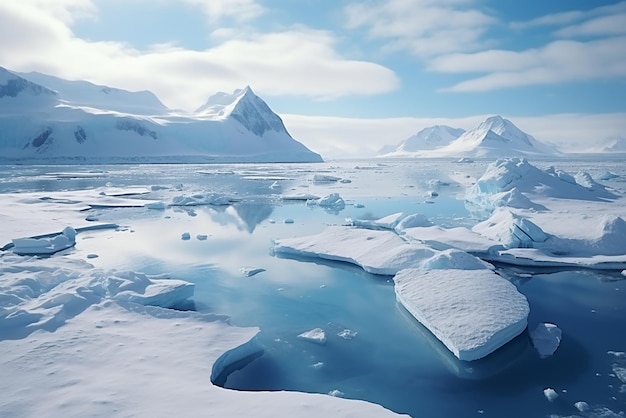 Een Antarctisch landschap gemaakt met een drone