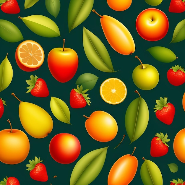 Gratis foto een behang van fruit met een groene achtergrond waar fruit op staat