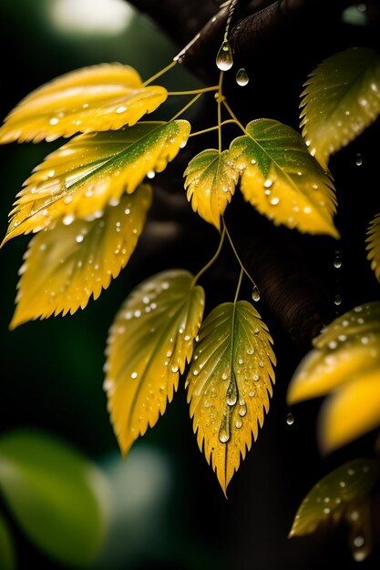 Een blad met waterdruppels erop