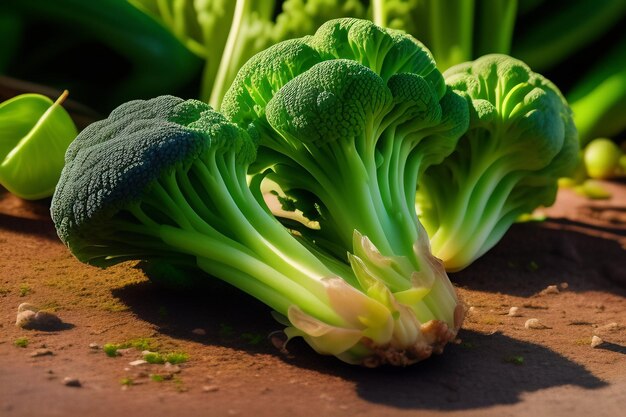 Een bos broccoli op een tafel