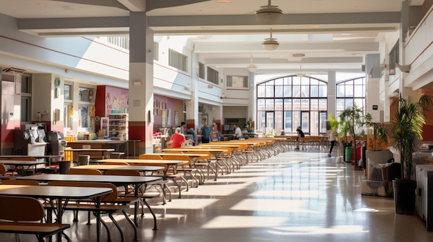 Een bruisende schoolkantine tijdens de lunch