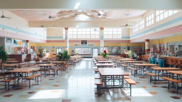 Een bruisende schoolkantine tijdens de lunch