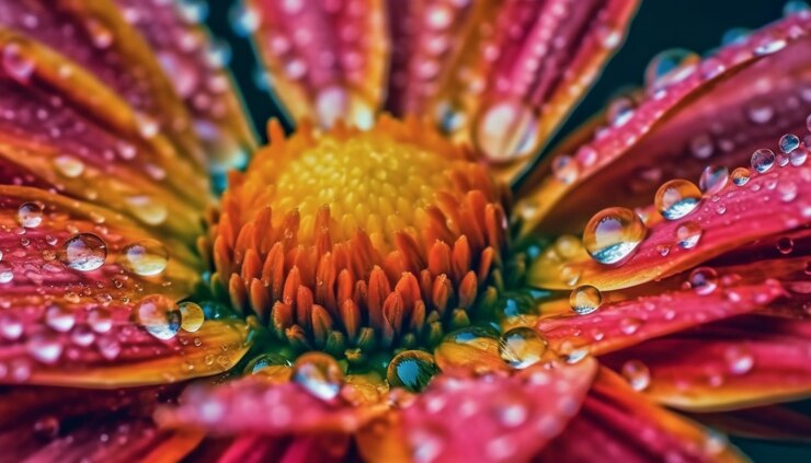 Gratis Foto een close-up van een bloem met waterdruppeltjes erop