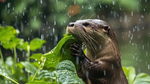 Een close-up van een otter in het wild
