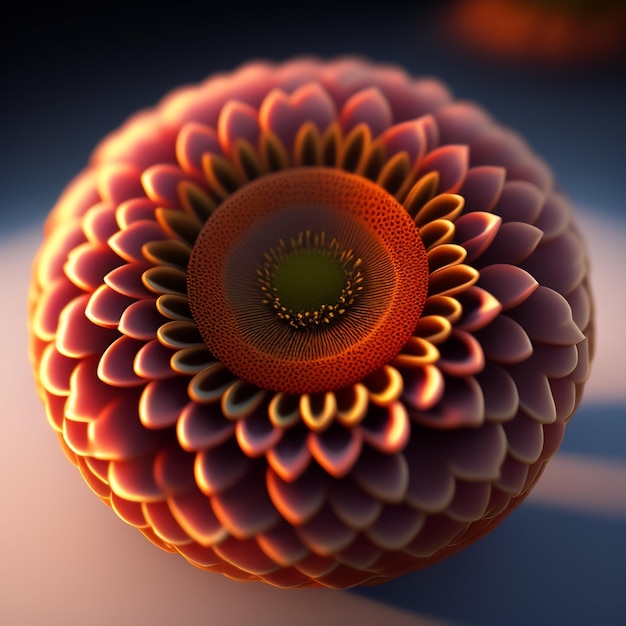 Gratis foto een close-up van een spiraalvormig ontwerp met een grote bloem in het midden.