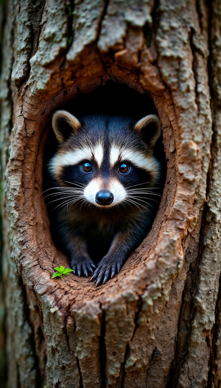 Gratis Foto een close-up van een wasbeer in de natuur