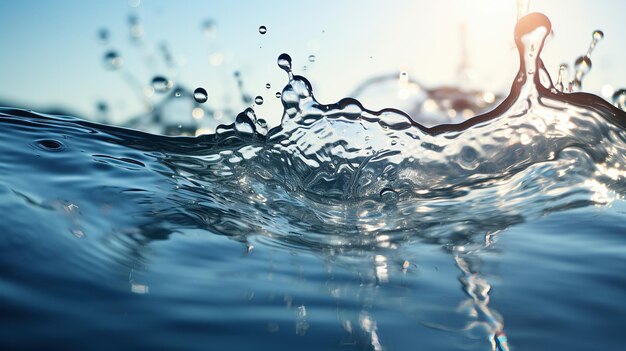 Een close-up van een waterstraling in beweging die het samenspel van licht en schaduw vasthoudt