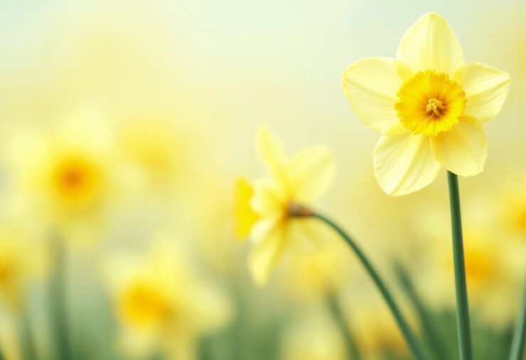 Gratis Foto een close-up van gele narcissen
