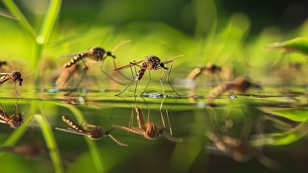 Een close-up van muggen in de natuur