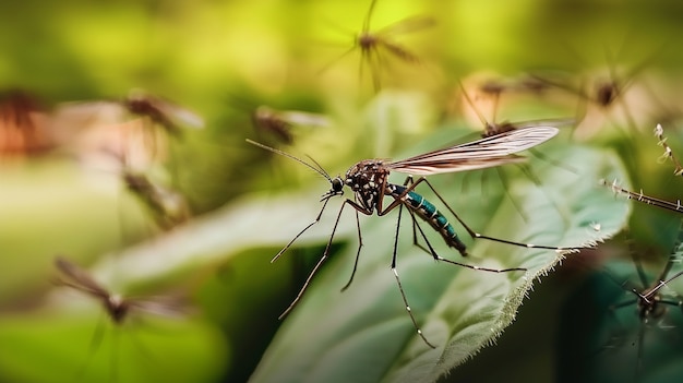 Een close-up van muggen in de natuur