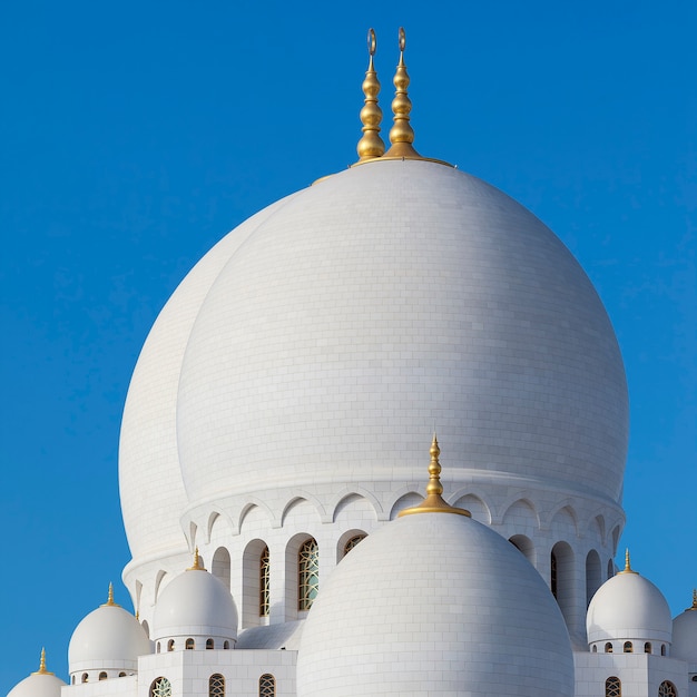 Een deel van de beroemde Abu Dhabi Sheikh Zayed-moskee, Verenigde Arabische Emiraten.