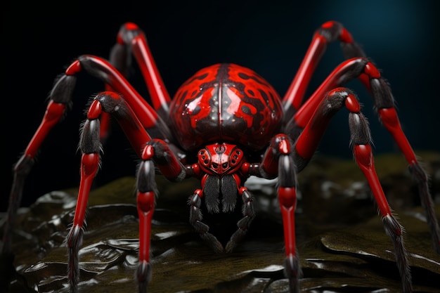 Een driedimensionale spin met benen en chelicerae